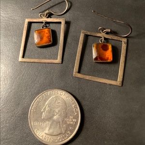 Square tigers eye earrings